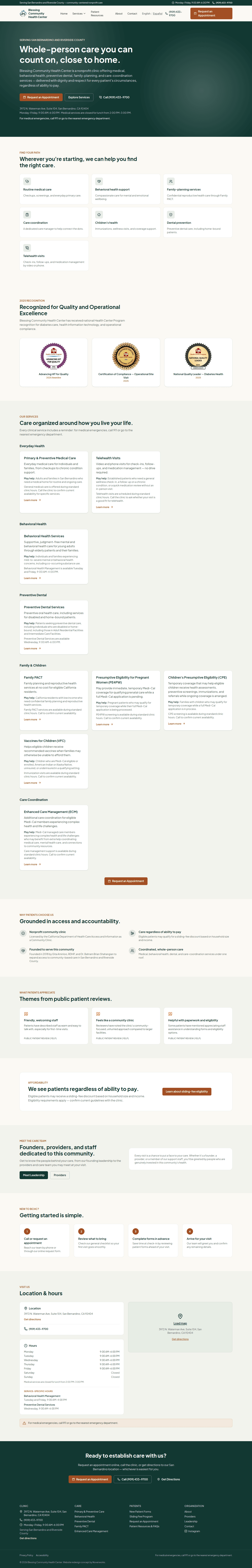 Blessing Community Health Center full homepage screenshot