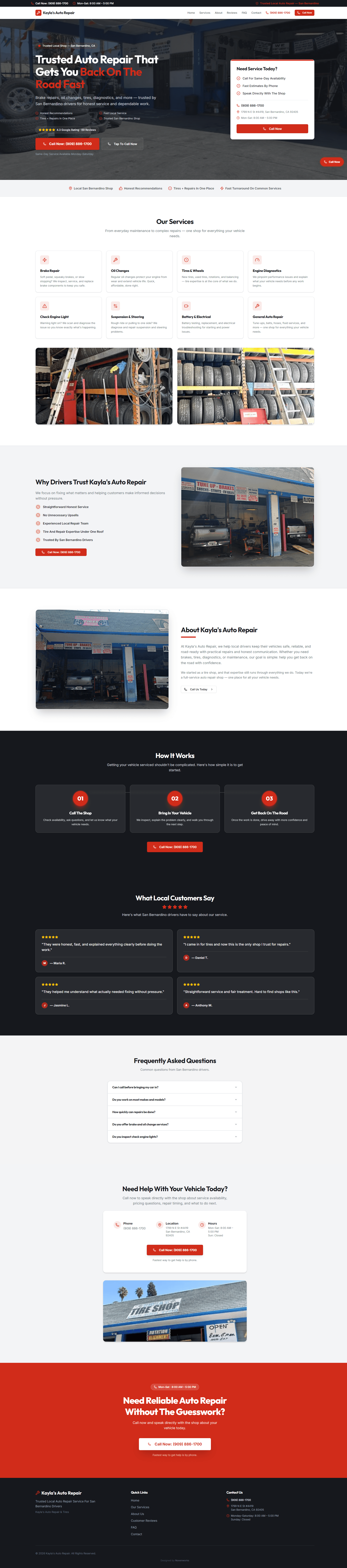 Kayla's Auto Repair website preview