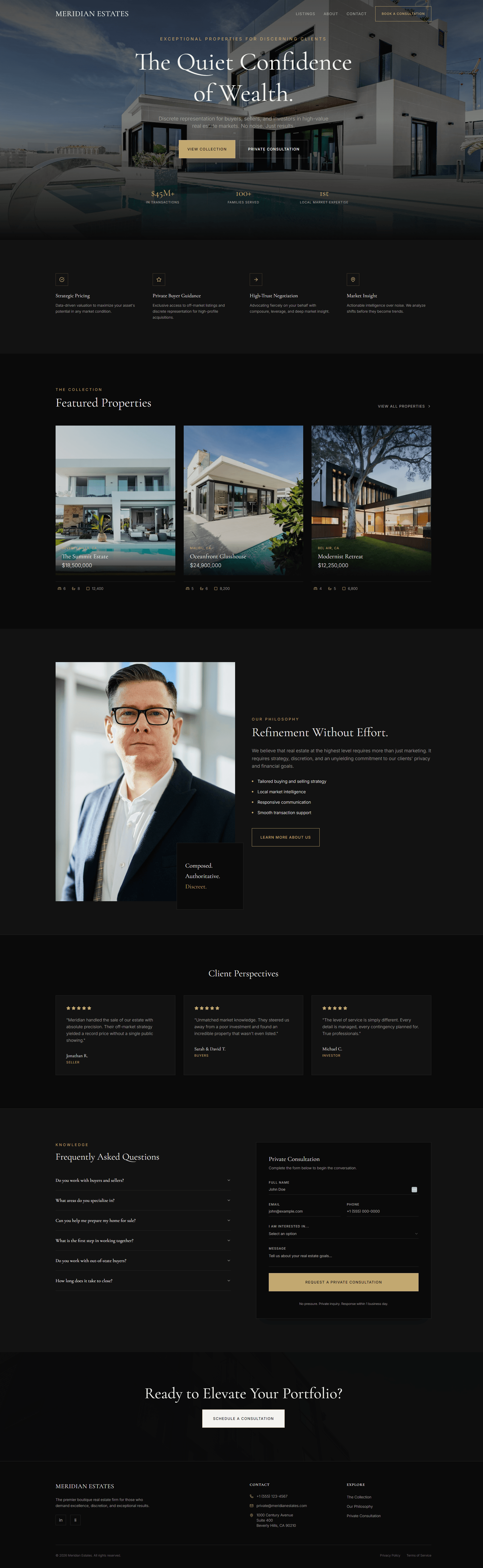 Meridian Estates full homepage screenshot