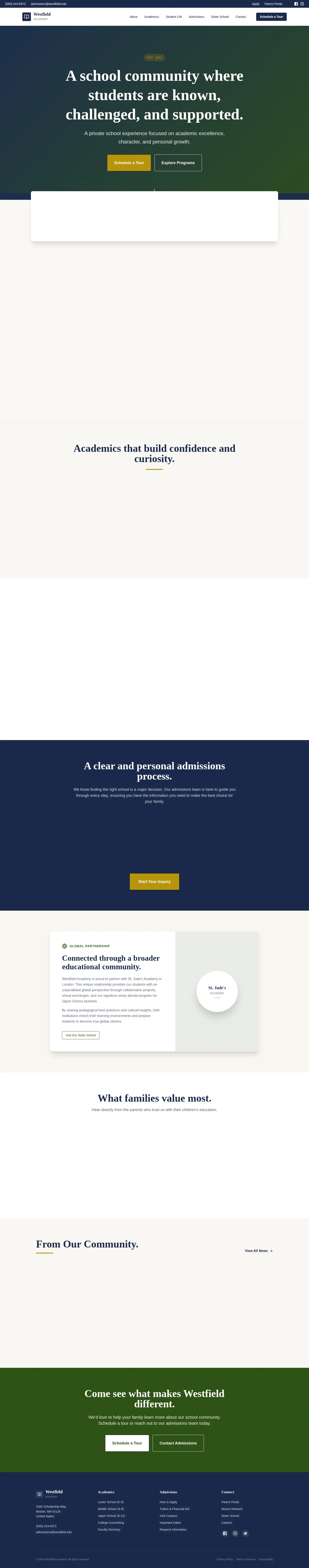 Westfield Academy full homepage screenshot