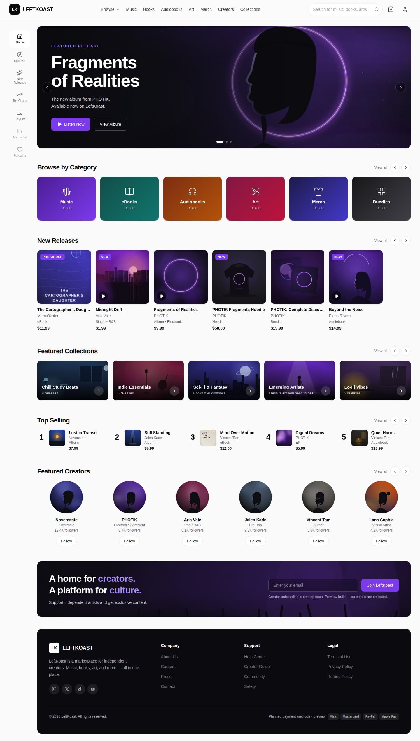 LeftKoast full homepage screenshot
