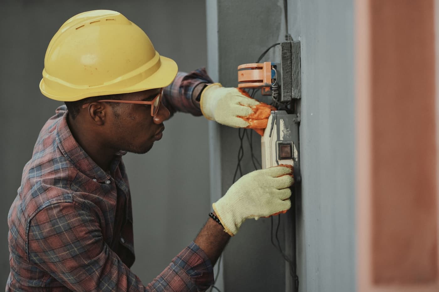 Electrician working on a residential electrical panel