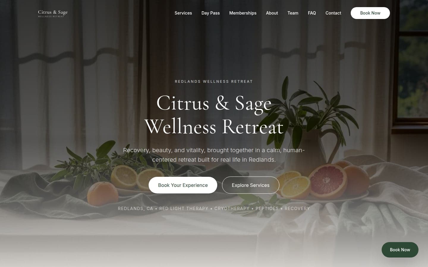 Citrus & Sage Wellness website — homepage designed by Novenworks
