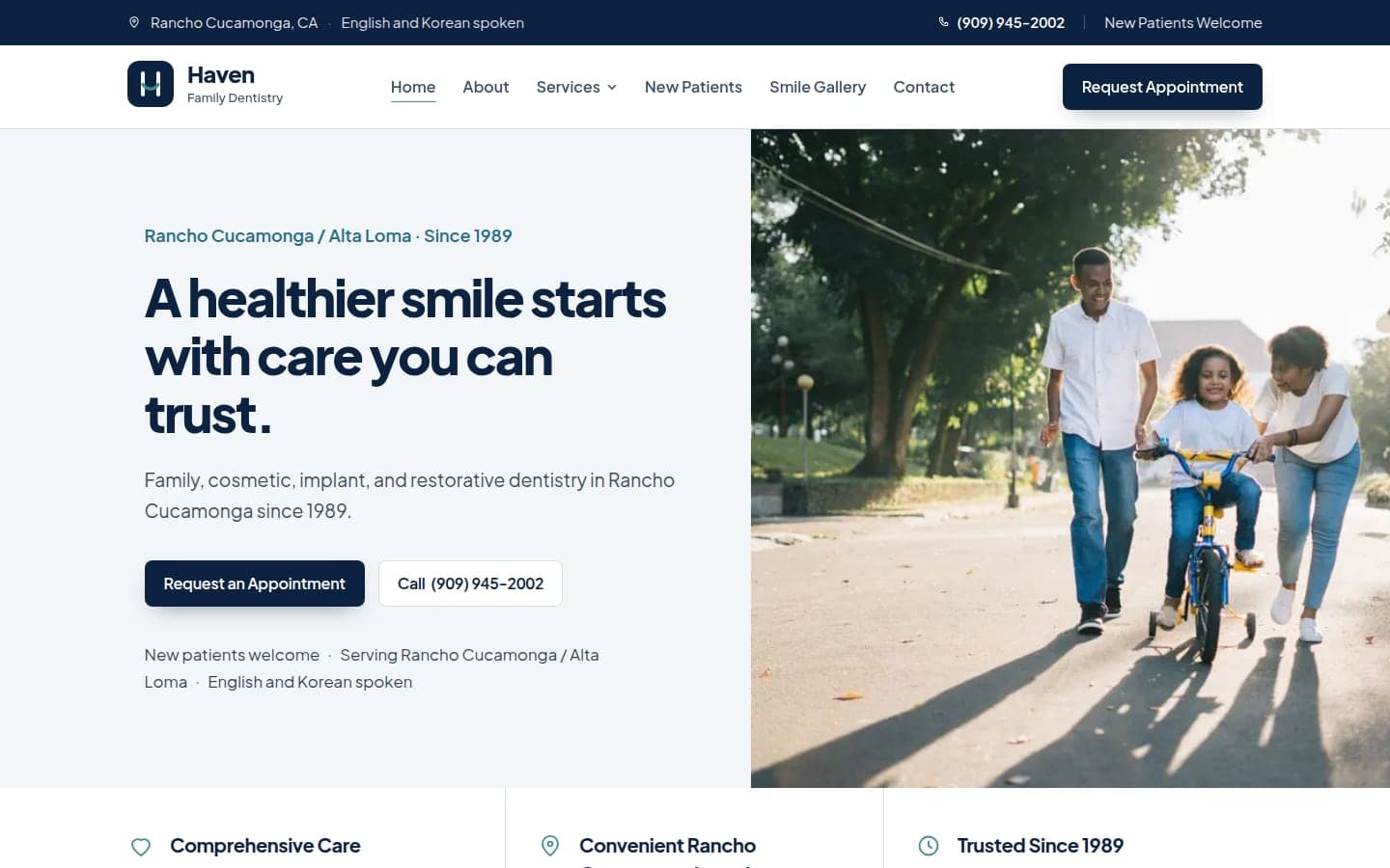 Haven Family Dentistry website preview