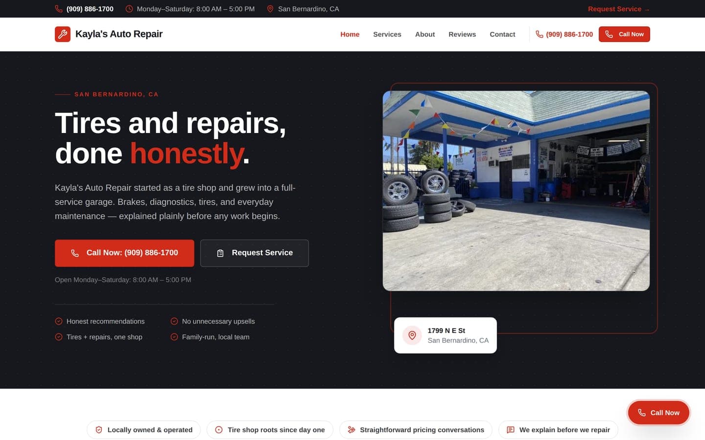 Kayla's Auto Repair website preview